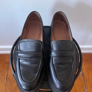 Madewell Size 11 Black Leather Lugsole Loafers